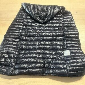 Black Quilted baby stroller / carrier Hooded Poncho